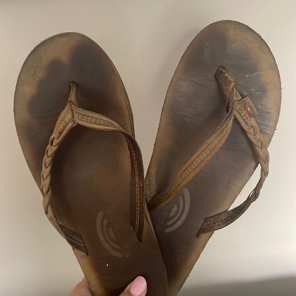 Women’s Braided Rainbow Flip Flops